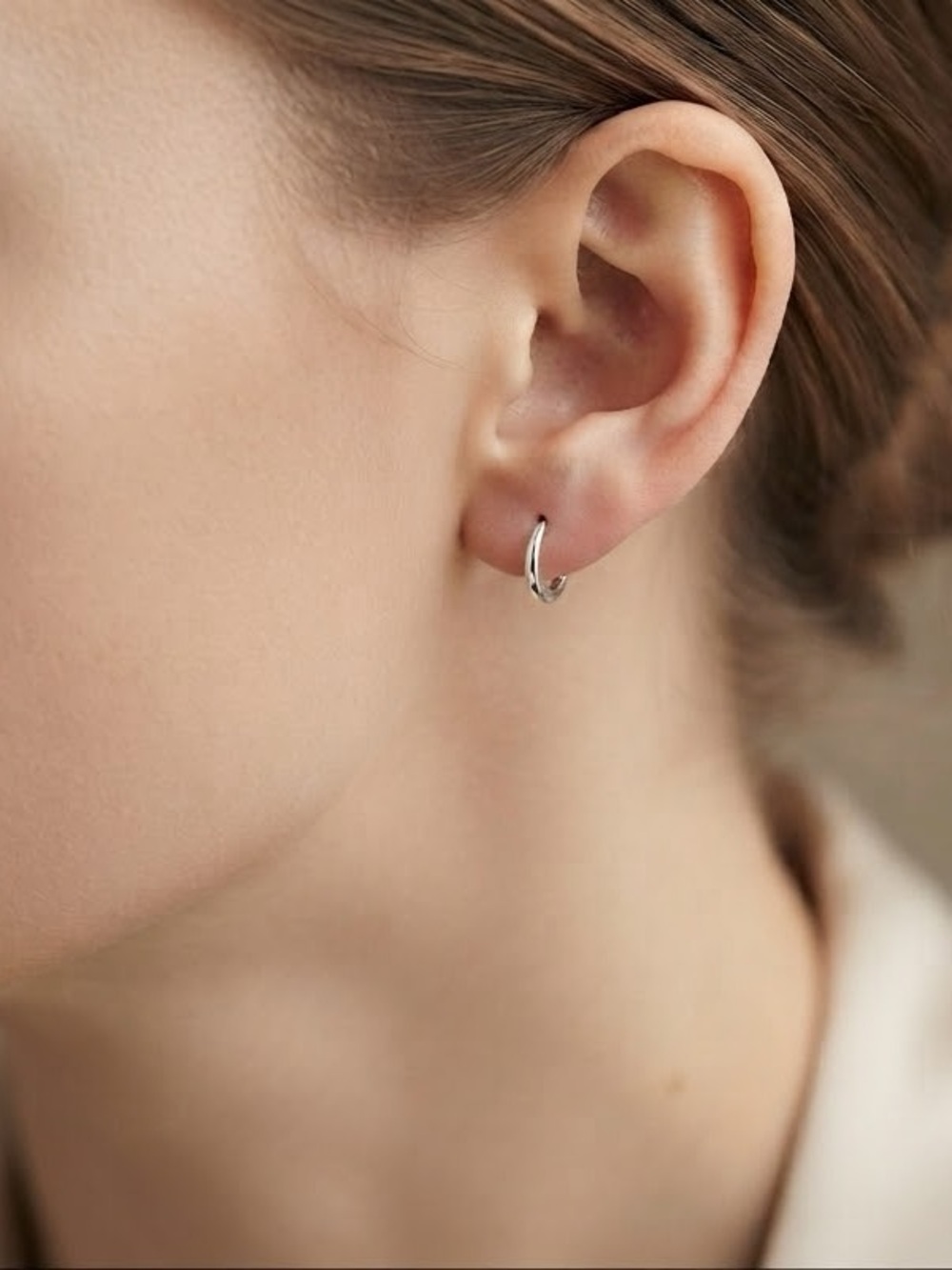 Amazon Polished Silver Mini Hoop Earrings